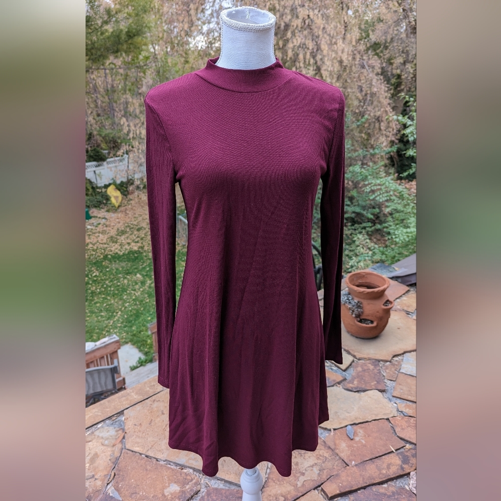 Ambiance Long Sleeve Maroon Dress - Size M
